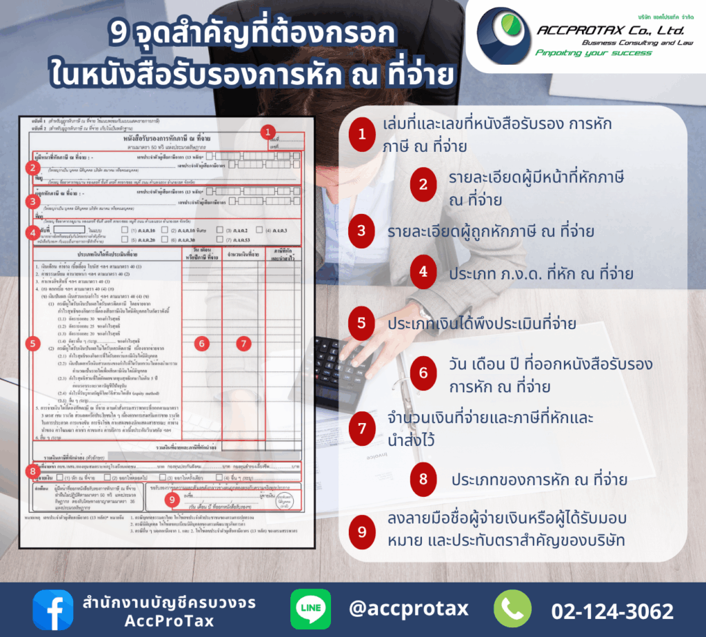 9 จุดสำคัญที่ต้องกรอกในหนังสือรับรองหัก ณ ที่จ่าย