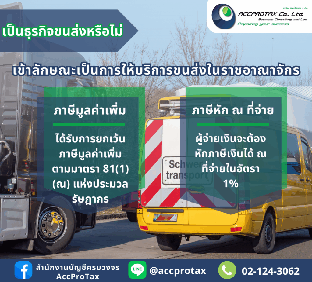 การเสียภาษีมูลค่าเพิ่ม และภาษีหัก ณ ที่จ่าย ของธุรกิจขนส่ง