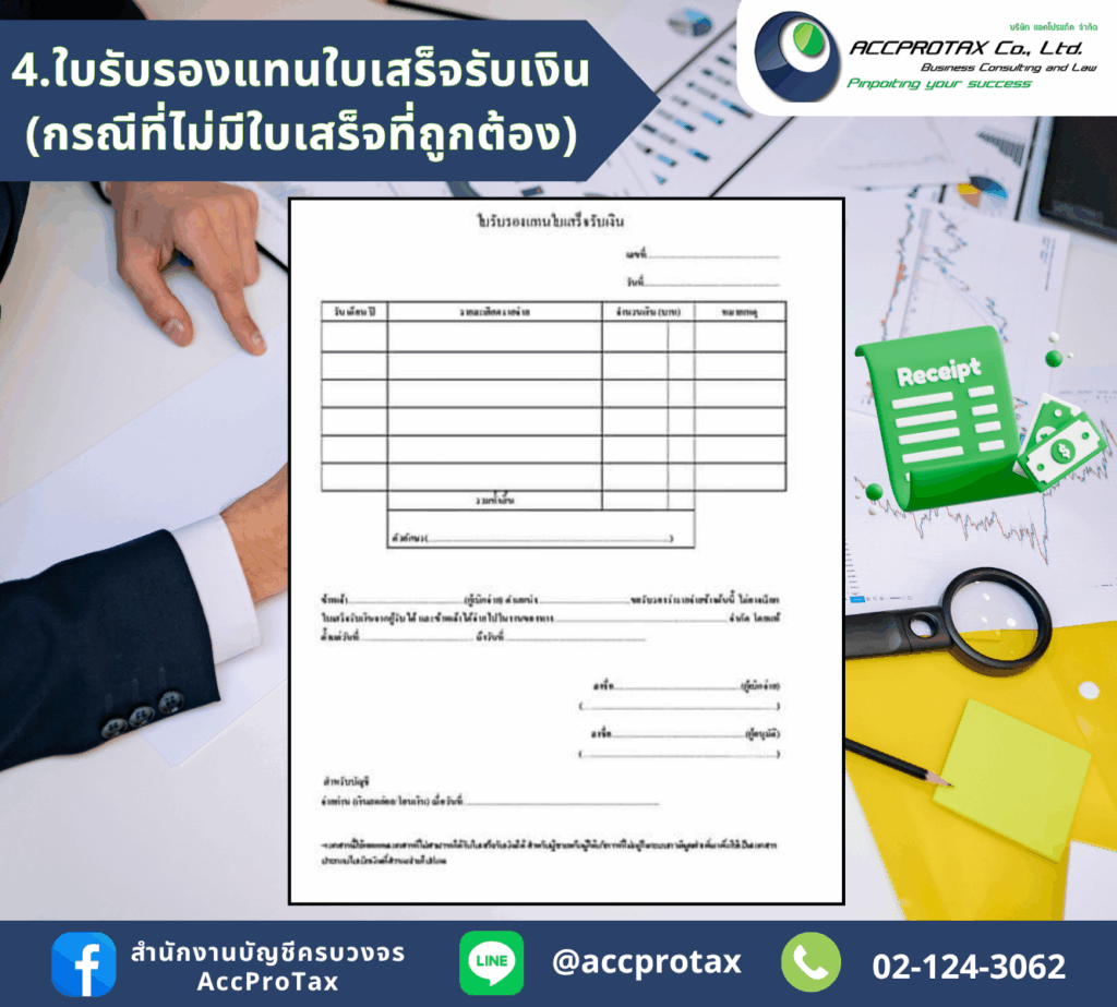 เอกสารประกอบการลงบัญชีค่าน้ำมันรถยนต์ - ใบรับรองแทนใบเสร็จรับเงิน