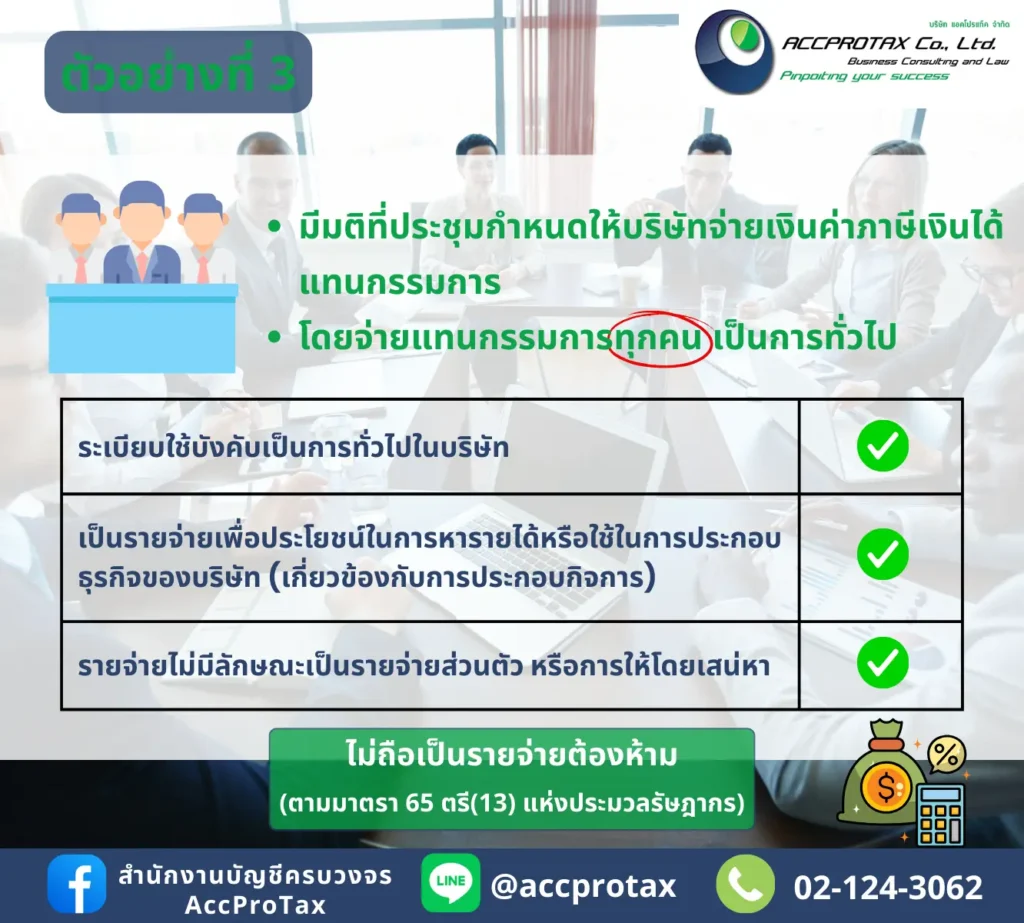 บริษัทจ่ายเงินค่าภาษีเงินได้แทนกรรมการทุกคน เป็นการทั่วไป
