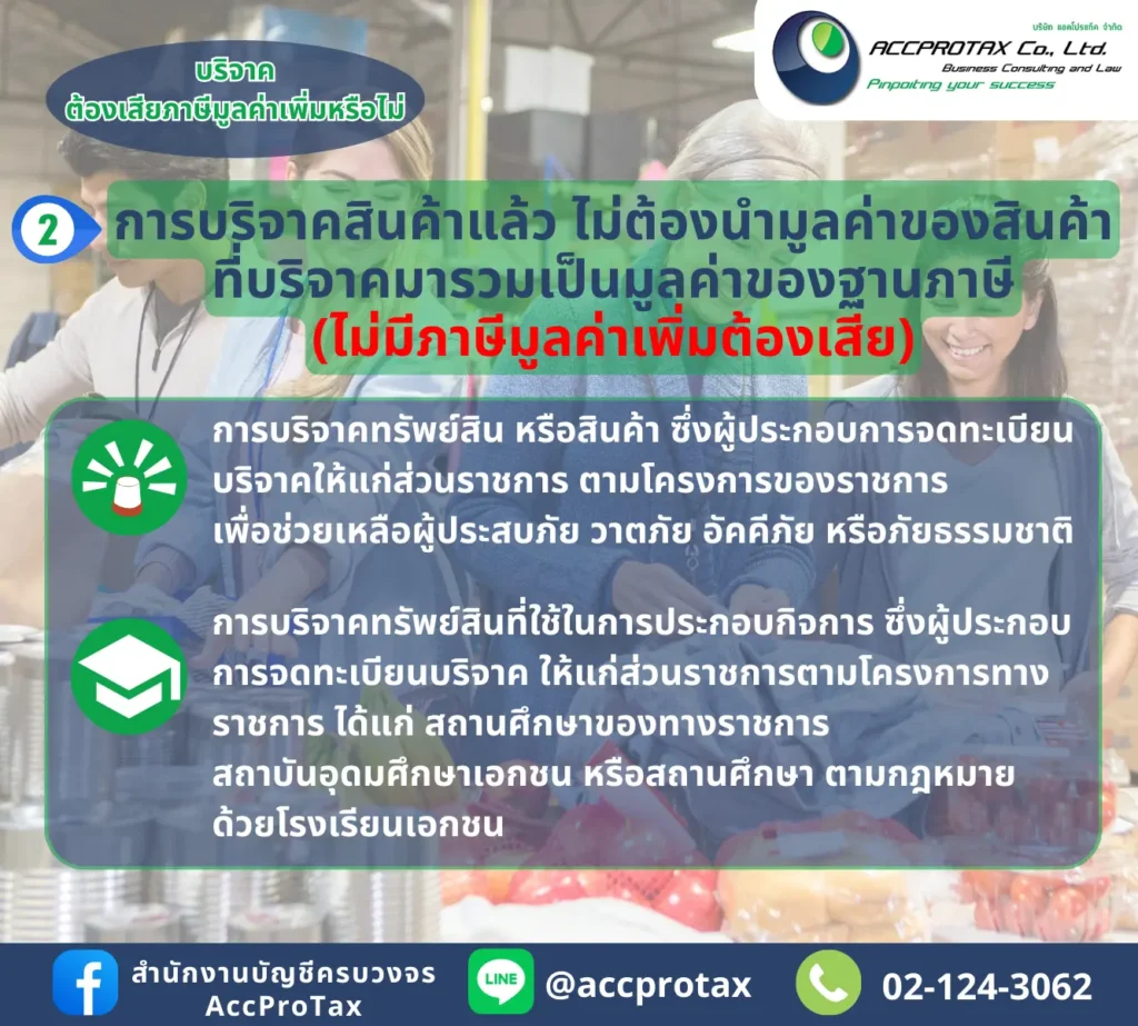 หลักการที่เกี่ยวข้องกับการบริจาคสินค้าแล้วไม่ต้องเสียภาษีมูลค่าเพิ่ม
