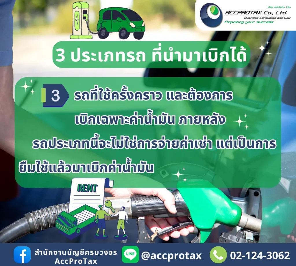 ค่าน้ำมันรถยนต์ ของรถยนต์ที่ใช้ครั้งคราว (การยืมใช้แล้วเบิกค่าน้ำมัน)
