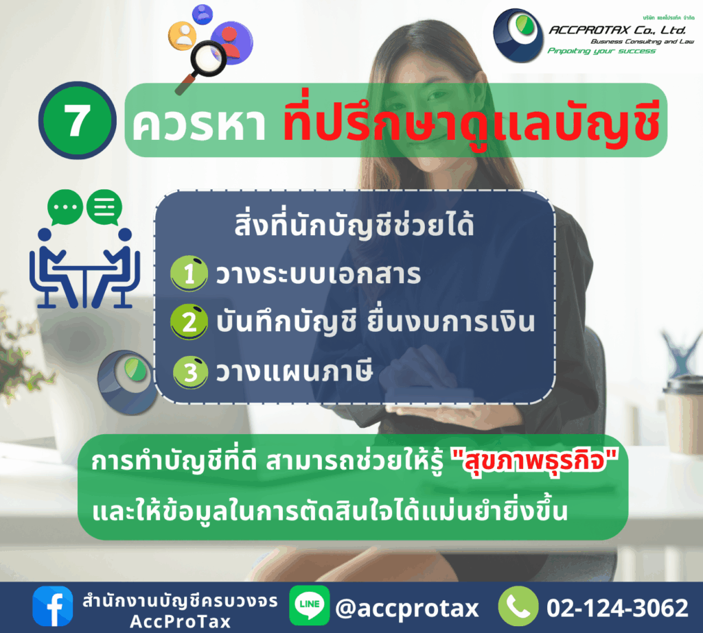 หลังจดบริษัท จดหจก. แล้ว ควรหาที่ปรึกษาดูแลบัญชีที่ดี เพื่อช่วยวางระบบบัญชี บันทึกบัญชี และวางแผนภาษี