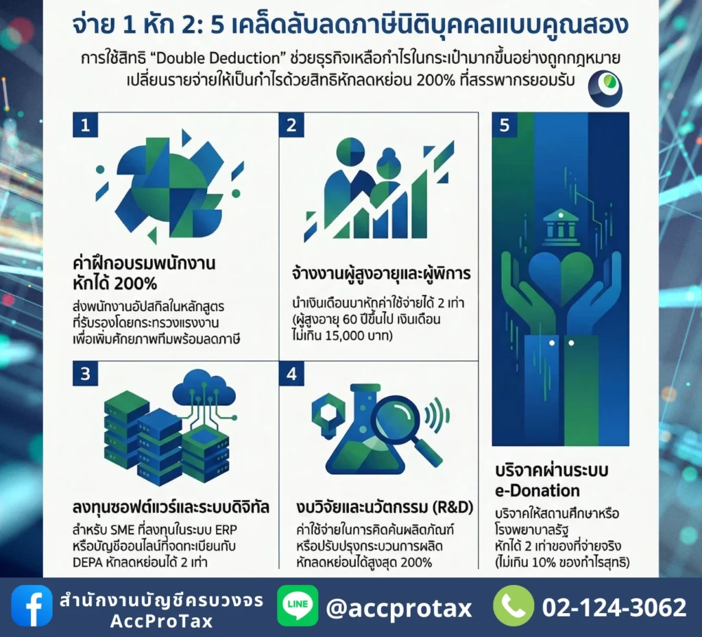 เผยเคล็ดลับประหยัดภาษีนิติบุคคล: 5 ค่าใช้จ่ายที่หักได้มากกว่าปกติ 100% (2 เท่า!) ที่สรรพากรยอมรับ
