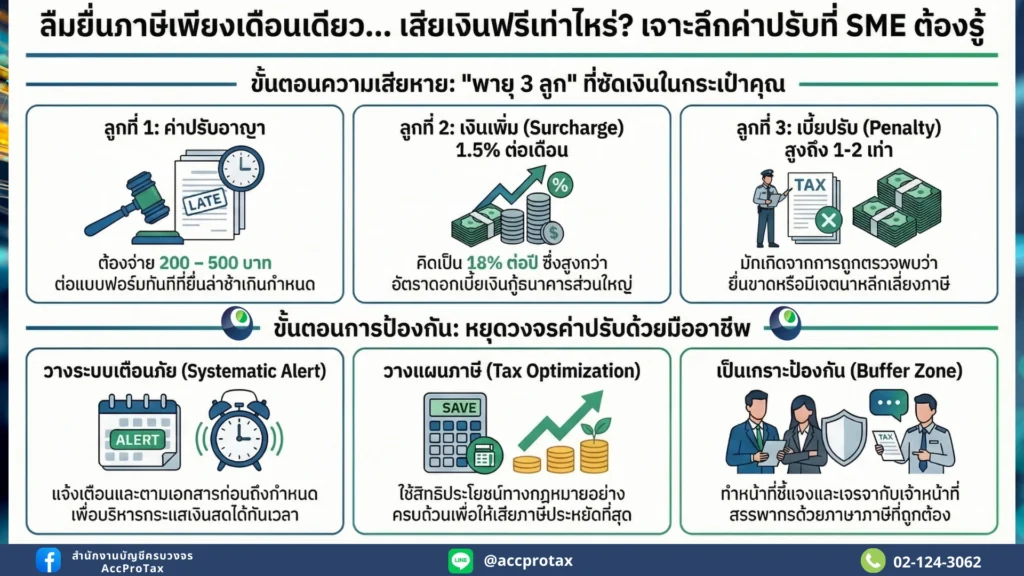 ลืมยื่นภาษีแค่เดือนเดียว เสียเงินฟรีเท่าไหร่ เจาะลึกค่าปรับที่ SME ต้องรู้