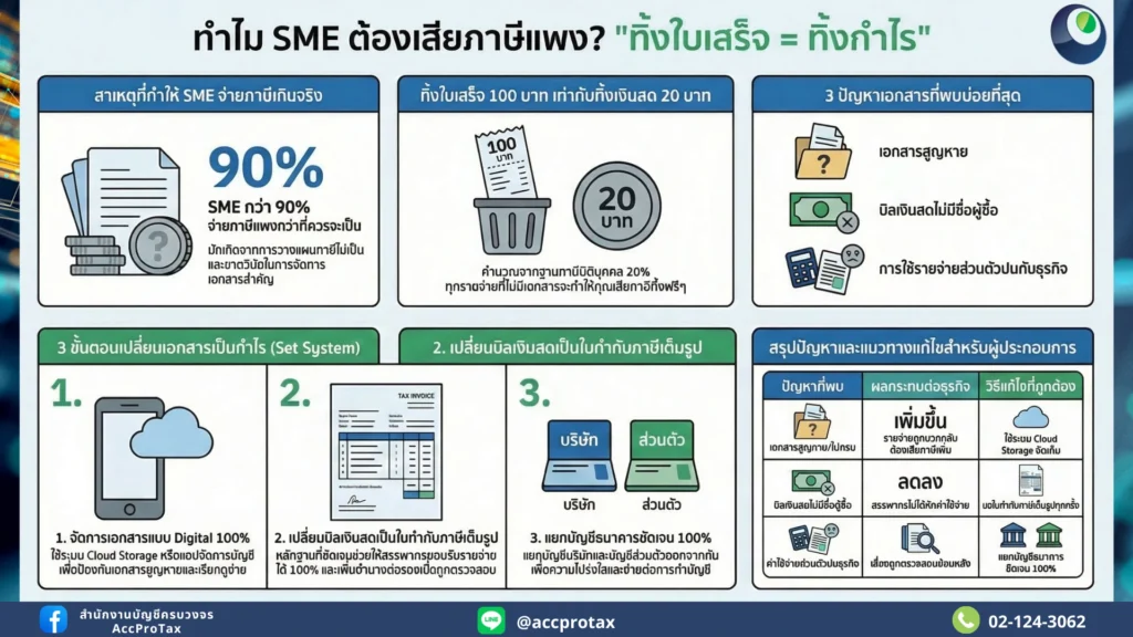 ทำไม SME ต้องเสียภาษีนิติบุคคลแพง ทิ้งเอกสารใบเสร็จ เท่ากับ ทิ้งกำไร!