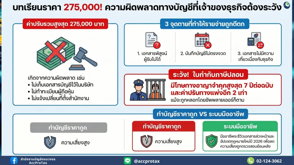 ความผิดพลาดทางบัญชีที่ทำให้ถูกปรับหลักแสนคืออะไร