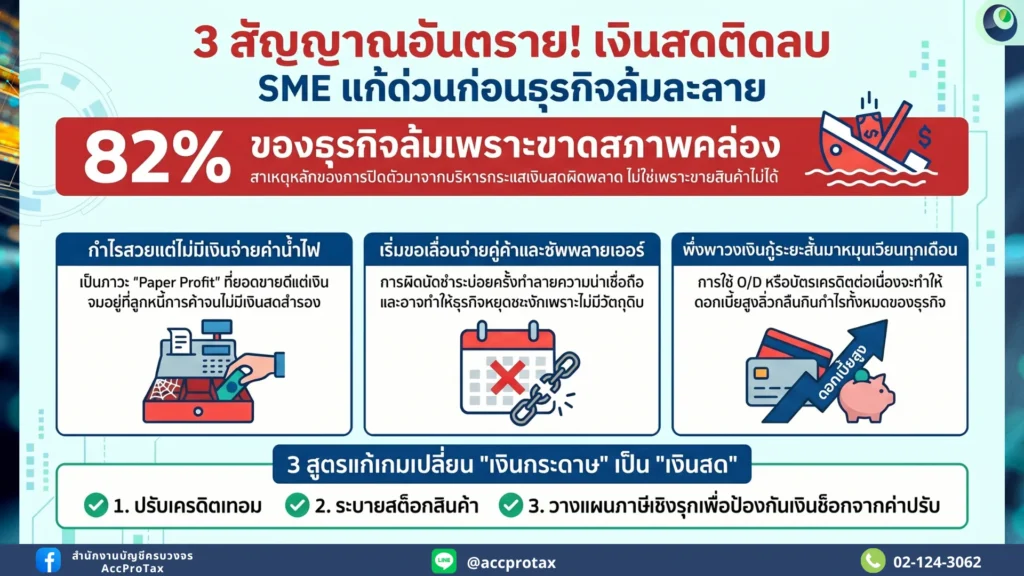 3 สัญญาณเตือนภัยเงินสดติดลบ! SME แก้ด่วนก่อนธุรกิจล้มละลาย
