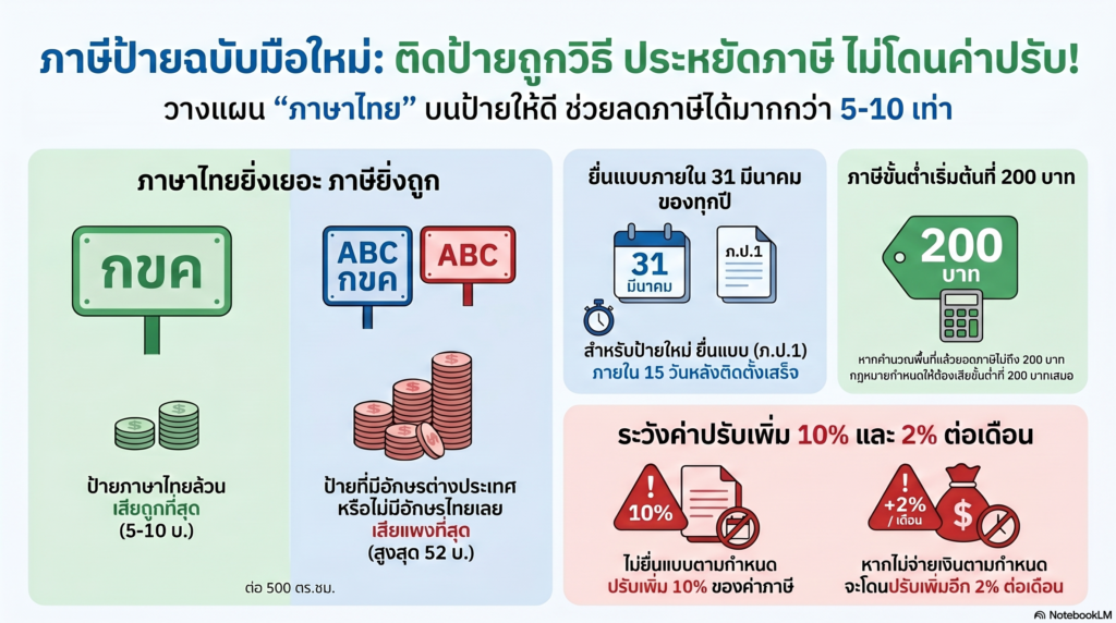 คู่มือภาษีป้ายสำหรับมือใหม่ ติดป้ายถูกวิธี ประหยัดภาษี ไม่โดนค่าปรับ